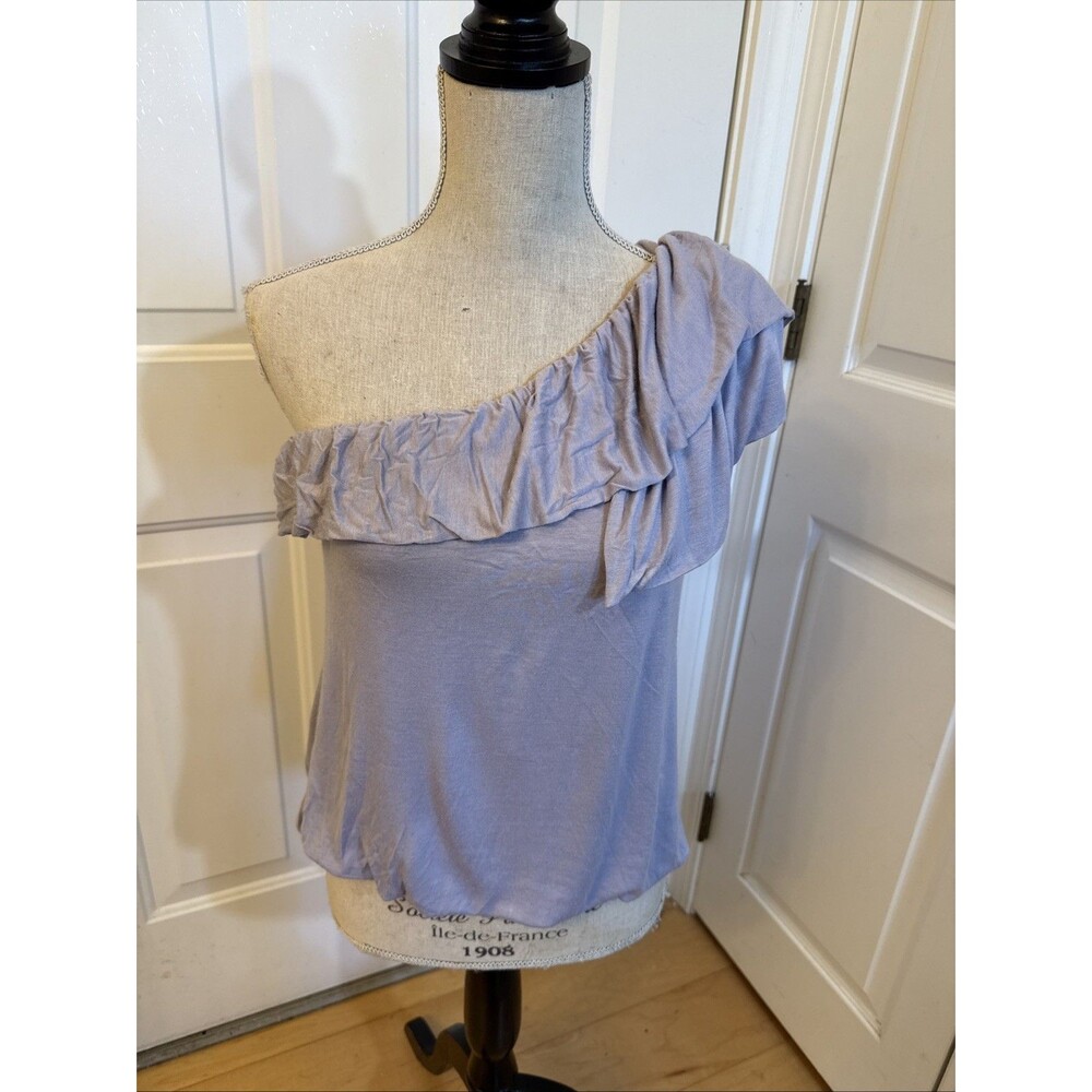 Y2K ONE SHOULDER ASYMMETRICAL TOP Queen Ester Size M Lavender Elastic Waist Top